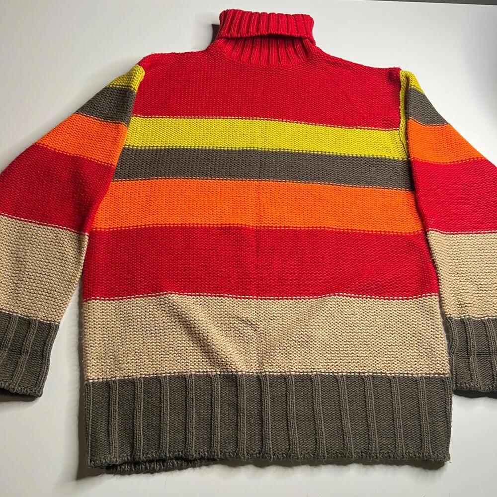 Vintage Koman Sport Striped Knit Turtleneck Sweater –‎ Multicolor, Size XL